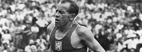 London, 1948. Games of the XIV Olympiad. Men's Athletics. Emil ZATOPEK of Czechoslovakia: Gold medallist in the 10000m and silver medallist in the 5000m events.